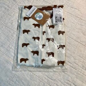 Larkspur Bamboo Brown Bear Print Short Zip Romper 2T